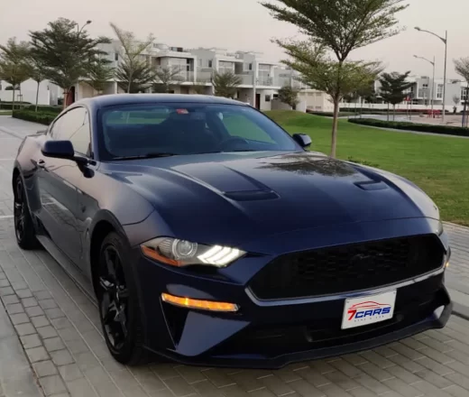 Rent Ford Mustang EcoBoost Convertible Blue 2020 in Dubai