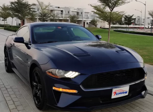 Rent Ford Mustang EcoBoost Convertible Blue 2020 in Dubai
