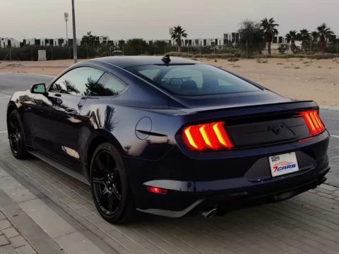 Rent Ford Mustang EcoBoost Convertible Blue 2020 in Dubai